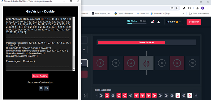 Tela do Girovision com tela da Blaze ao fundo